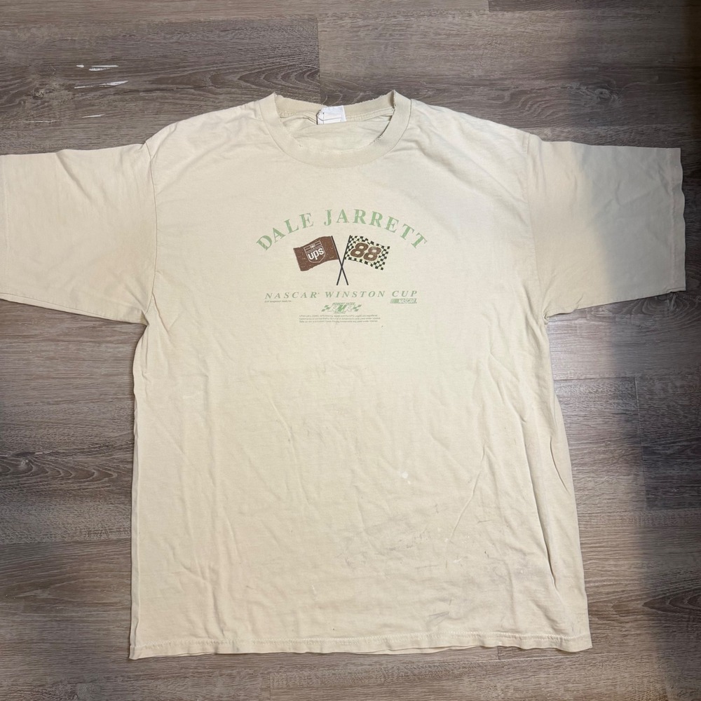 Vintage 2001 Dale Jarrett NASCAR Winston Cup T-Shirt Chase Authentics XL Cream